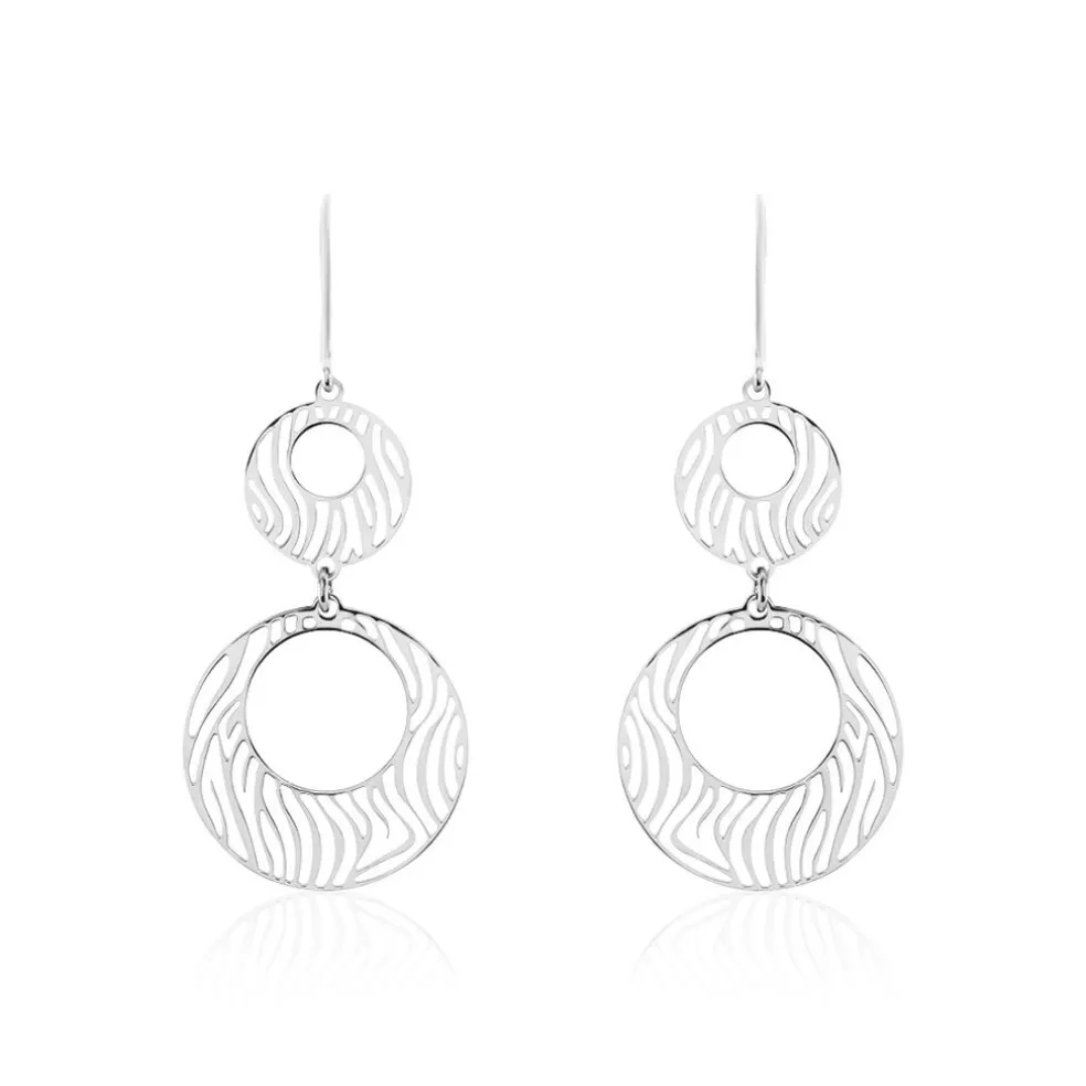 Boucles D'oreilles Pendantes Africa Argent Blanc