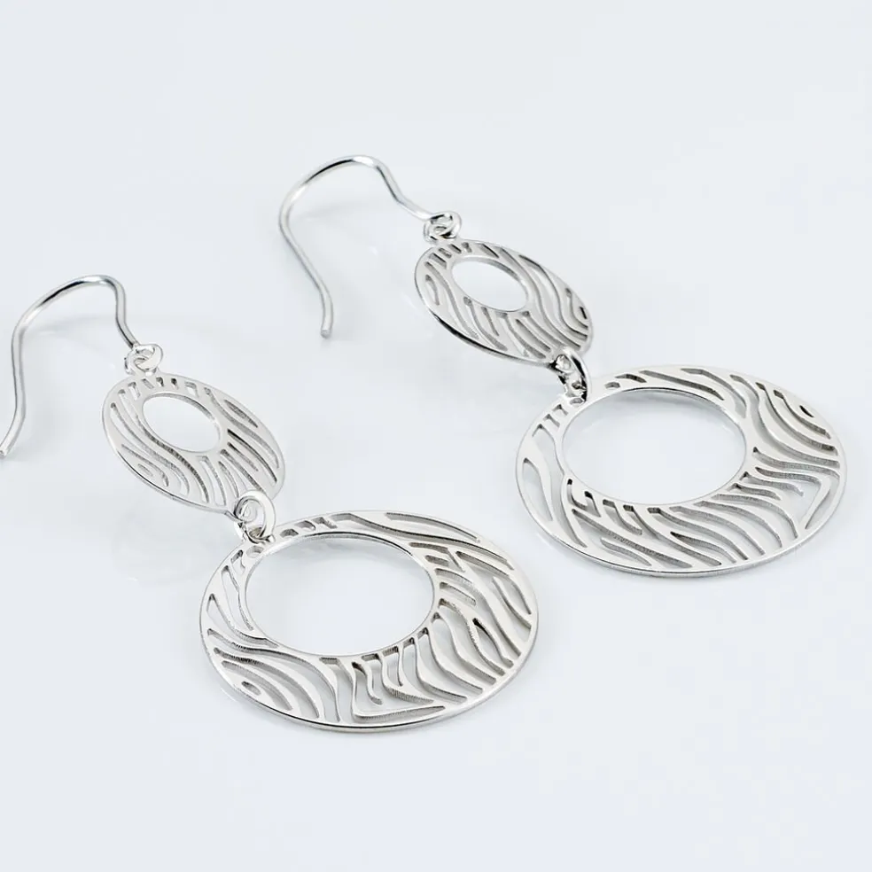 Boucles D'oreilles Pendantes Africa Argent Blanc