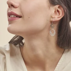 Boucles D'oreilles Pendantes Africa Argent Blanc