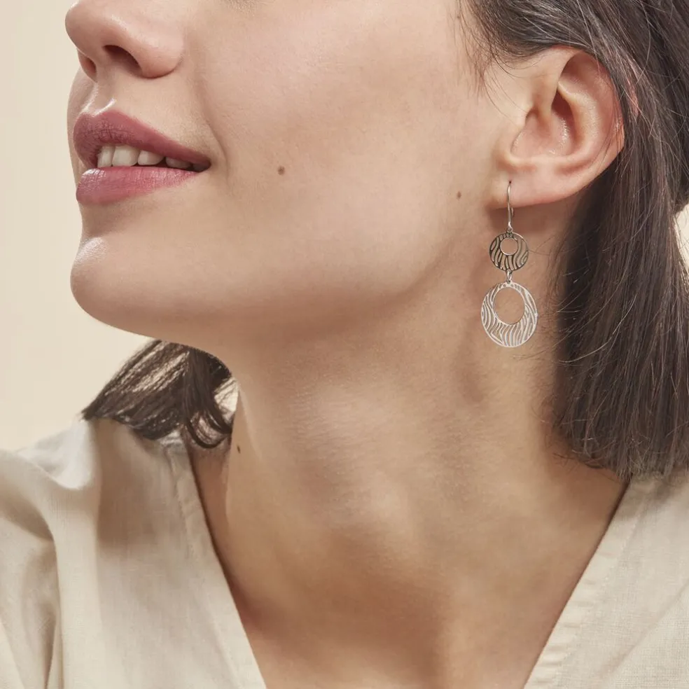 Boucles D'oreilles Pendantes Africa Argent Blanc