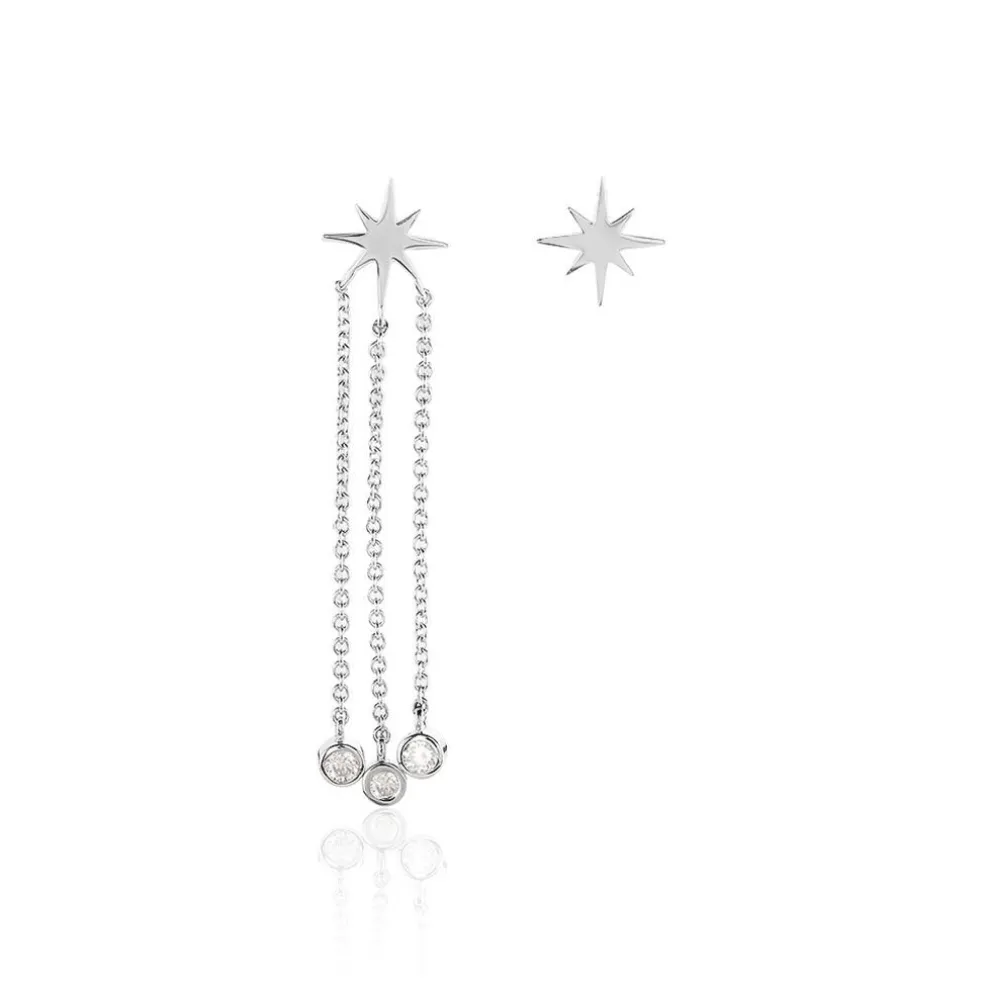 Boucles D'oreilles Pendantes Clarence Argent Blanc Oxyde De Zirconium