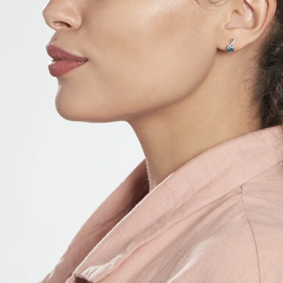 Boucles D'oreilles Pendantes Or Blanc Clothilde Topazes Oxydes