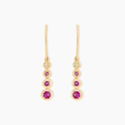 Boucles D'oreilles Pendantes Josephine Or Jaune Rubis