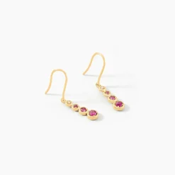 Boucles D'oreilles Pendantes Josephine Or Jaune Rubis