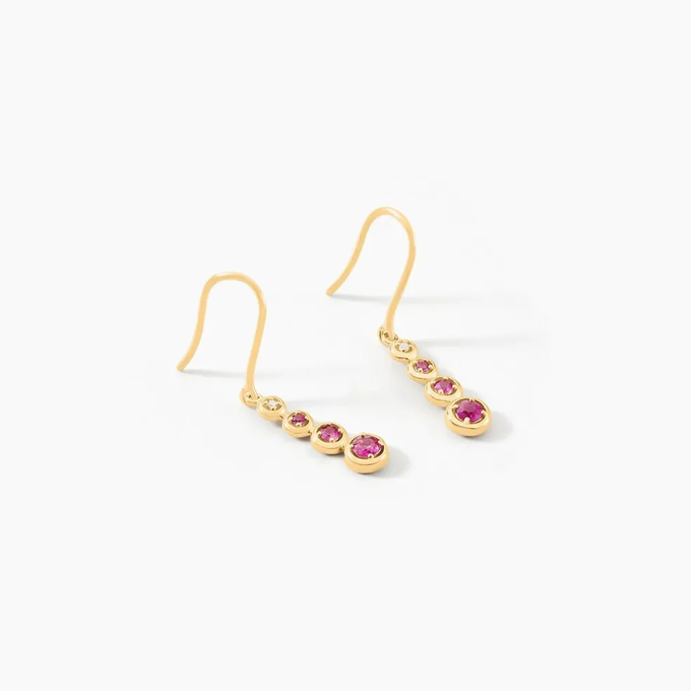 Boucles D'oreilles Pendantes Josephine Or Jaune Rubis