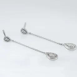 Boucles D'oreilles Pendantes Mariona Or Blanc Diamant