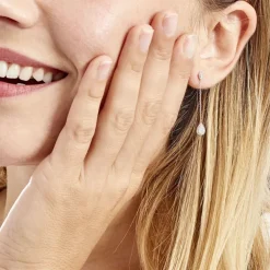 Boucles D'oreilles Pendantes Mariona Or Blanc Diamant