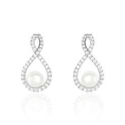 Boucles D'oreilles Pendantes Saja Argent Perle De Culture Et Oxyde