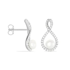 Boucles D'oreilles Pendantes Saja Argent  Perle De Culture Et Oxyde