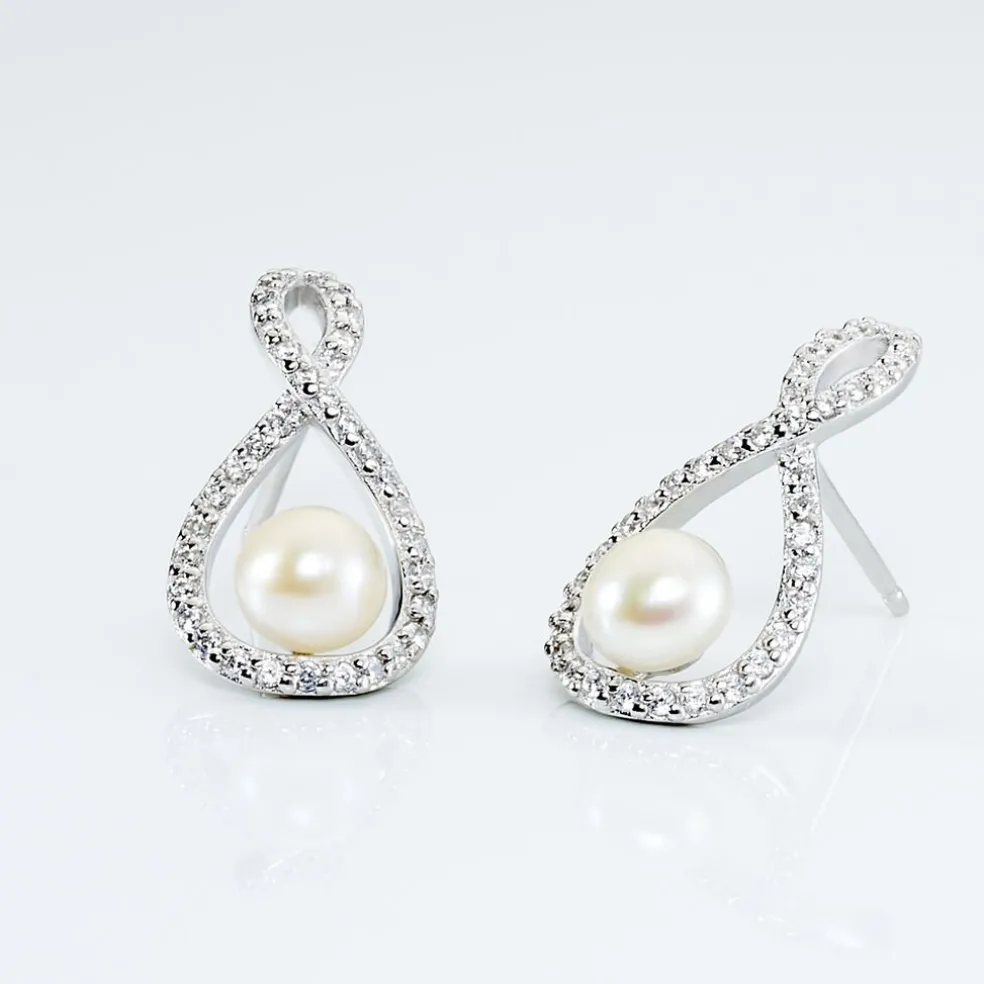 Boucles D'oreilles Pendantes Saja Argent Perle De Culture Et Oxyde