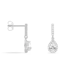 Boucles D'oreilles Pendantes Briony Argent Blanc Oxyde De Zirconium