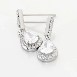 Boucles D'oreilles Pendantes Briony Argent Blanc Oxyde De Zirconium
