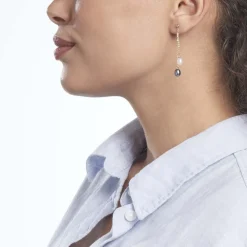 Boucles D'oreilles Pendantes Or Jaune Brayann Perles De Culture