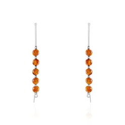 Boucles D'oreilles Pendantes Satu Argent Blanc Ambre