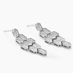 Boucles D'oreilles Pendantes Versailles Argent Blanc Oxyde Zirconium