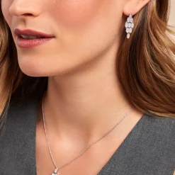 Boucles D'oreilles Pendantes Versailles Argent Blanc Oxyde Zirconium