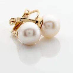 Boucles D'oreilles Pendantes Akoya Or Jaune Perle De Culture D'akoya