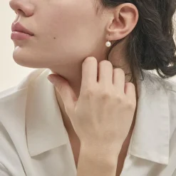 Boucles D'oreilles Pendantes Akoya Or Jaune Perle De Culture D'akoya