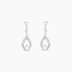 Boucles D'oreilles Pendantes Istanbul Argent Blanc Oxyde De Zirconium