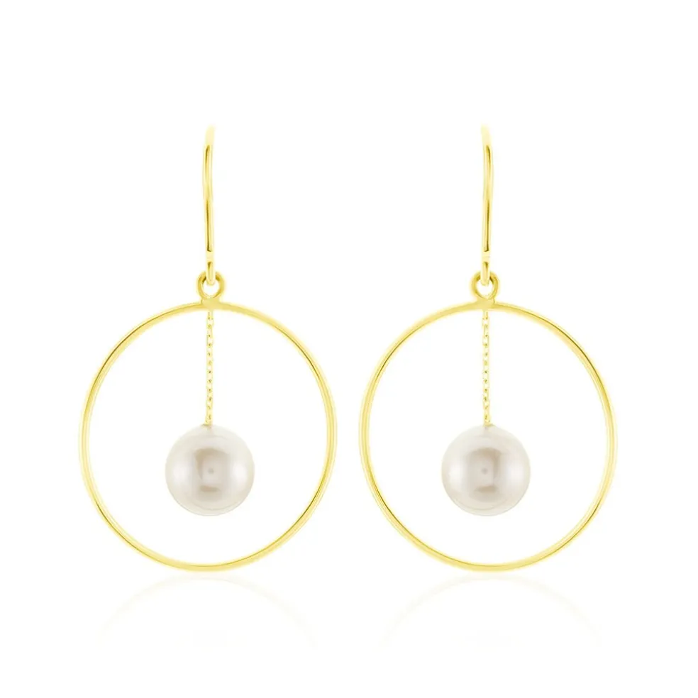 Boucles D'oreilles Pendantes Joris Or Jaune Perle De Culture