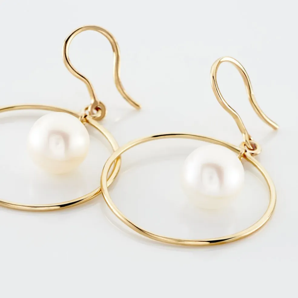Boucles D'oreilles Pendantes Joris Or Jaune Perle De Culture
