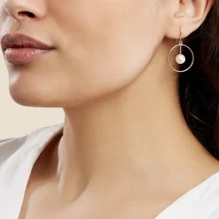 Boucles D'oreilles Pendantes Joris Or Jaune Perle De Culture