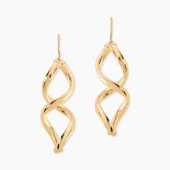 Boucles D'oreilles Pendantes Merone Vagues Or Jaune