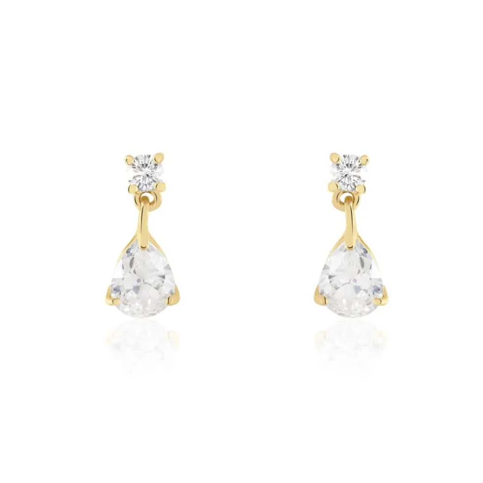 Boucles D'oreilles Pendantes Naellya Plaqué Or Oxyde De Zirconium