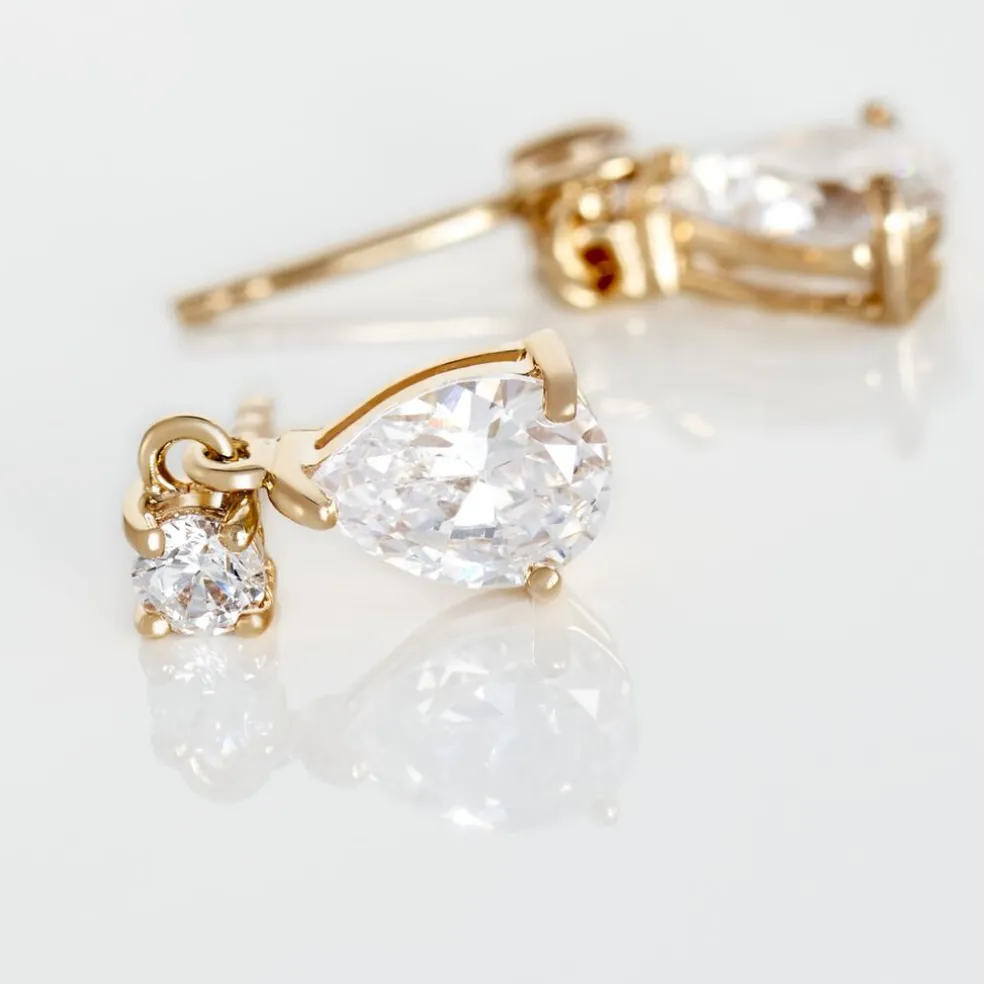 Boucles D'oreilles Pendantes Naellya Plaqué Or Oxyde De Zirconium