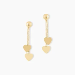 Boucles D'oreilles Pendantes Anne-maudae Pendantes Coeurs Or Jaune