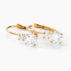 Boucles D'oreilles Pendantes Gulbeyaz Or Jaune Oxyde De Zirconium