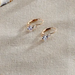 Boucles D'oreilles Pendantes Gulbeyaz Or Jaune Oxyde De Zirconium