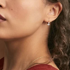 Boucles D'oreilles Pendantes Gulbeyaz Or Jaune Oxyde De Zirconium