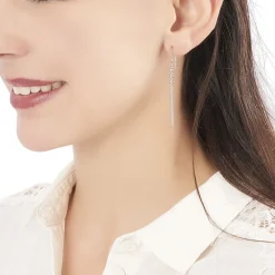 Boucles D'oreilles Pendantes Melodie Argent Blanc