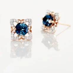 Boucles D'oreilles Pendantes Haia Or Rose Topaze Et Oxyde De Zirconium