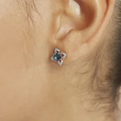 Boucles D'oreilles Pendantes Haia Or Rose Topaze Et Oxyde De Zirconium