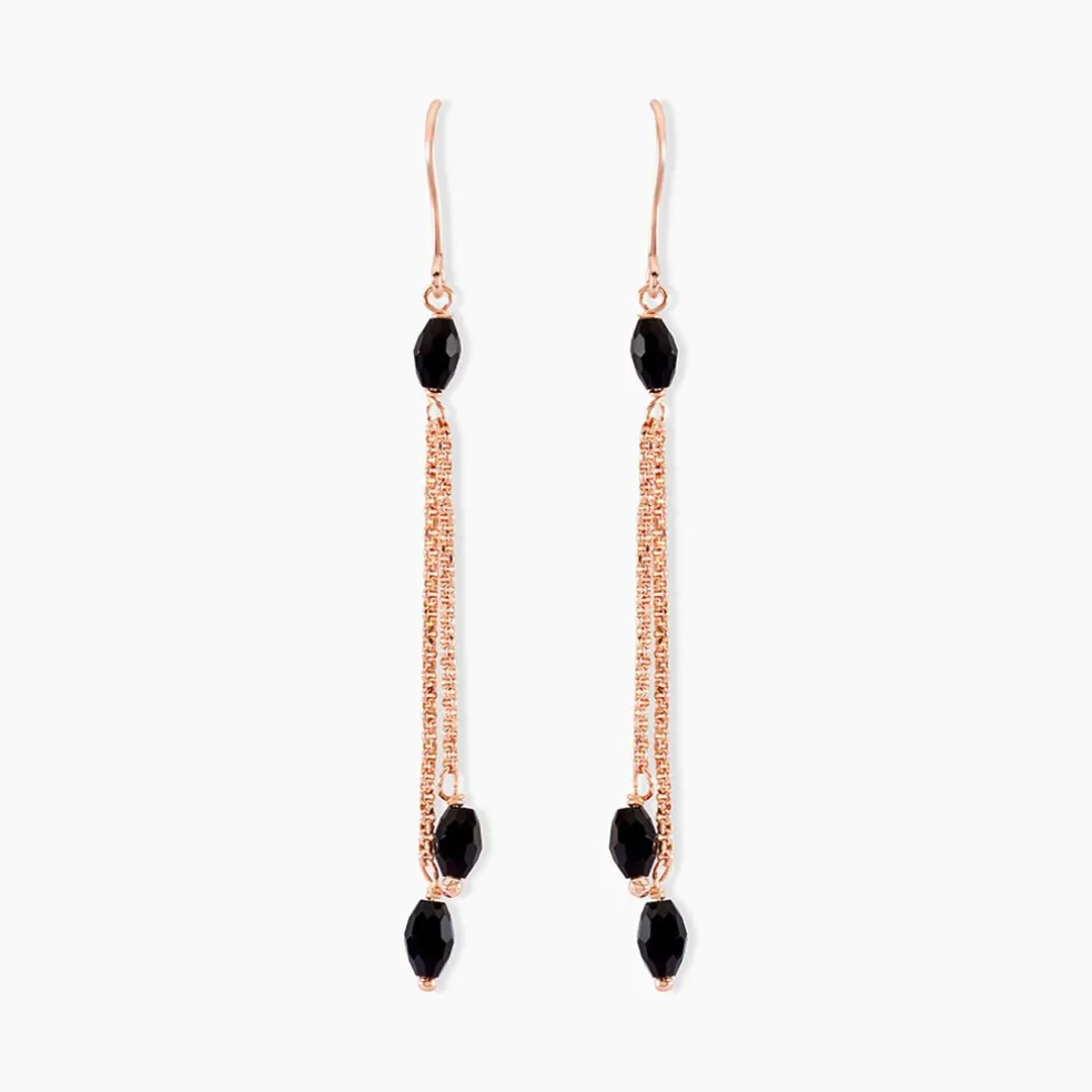 Boucles D'oreilles Pendantes Diamantine Argent Rose Pierre De Synthese