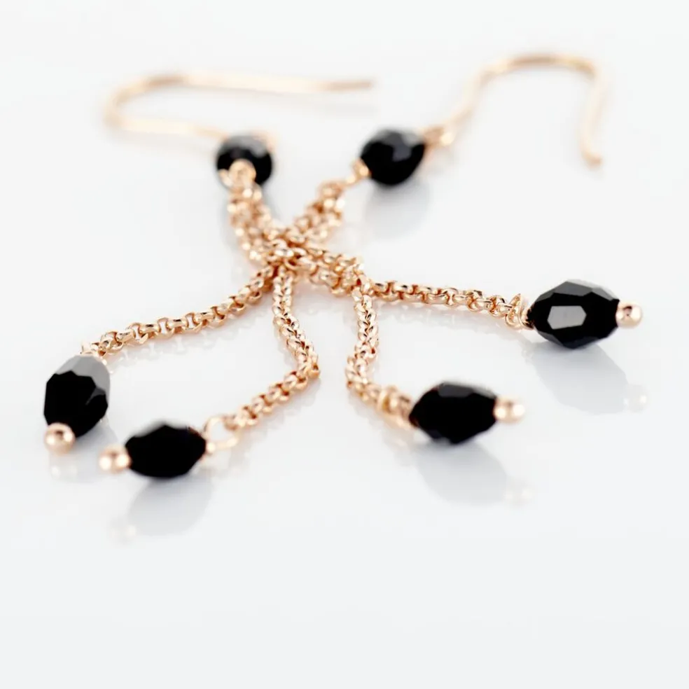 Boucles D'oreilles Pendantes Diamantine Argent Rose Pierre De Synthese