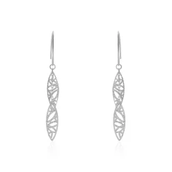 Boucles D'oreilles Pendantes Bartolomea Feuille Or Blanc