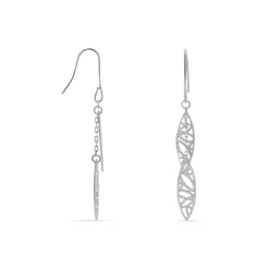 Boucles D'oreilles Pendantes Bartolomea Feuille Or Blanc