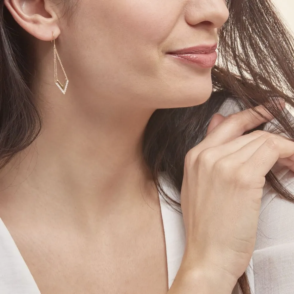Boucles D'oreilles Pendantes Daina Or Jaune Oxyde De Zirconium