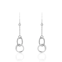 Boucles D'oreilles Pendantes Toi Et Moi Argent Blanc