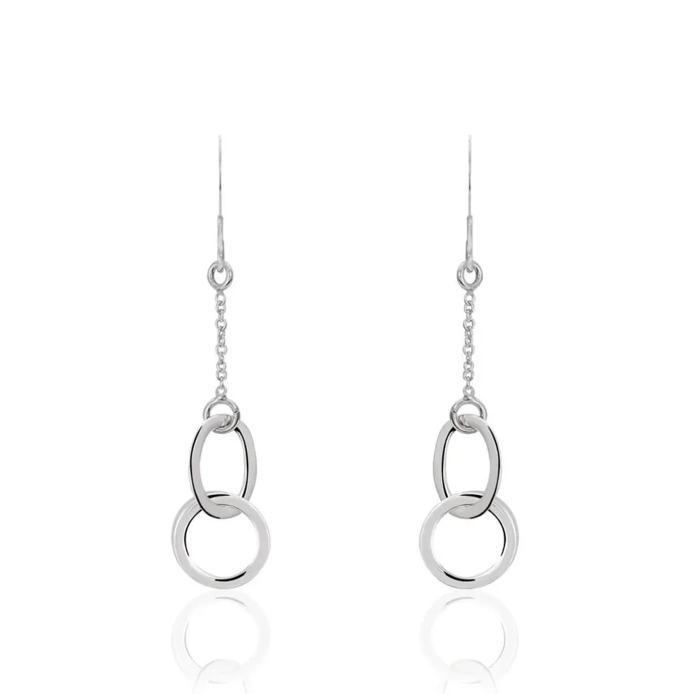 Boucles D'oreilles Pendantes Toi Et Moi Argent Blanc