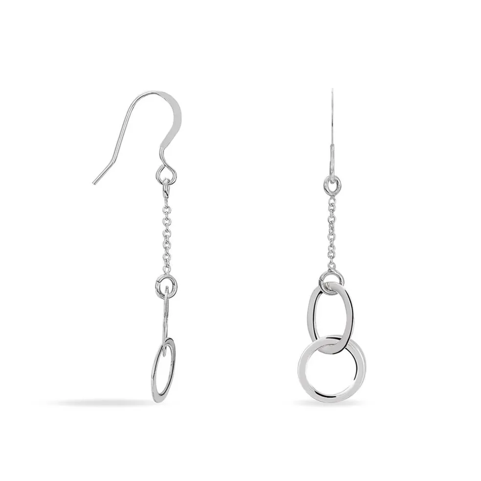Boucles D'oreilles Pendantes Toi Et Moi Argent Blanc