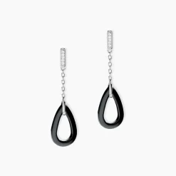 Boucles D'oreilles Pendantes Amaris Argent Blanc Céramique Et Oxyde