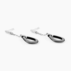 Boucles D'oreilles Pendantes Amaris Argent Blanc Céramique Et Oxyde