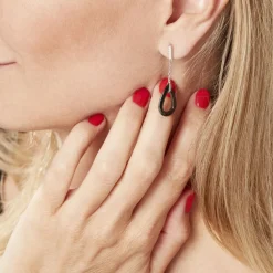 Boucles D'oreilles Pendantes Amaris Argent Blanc Céramique Et Oxyde