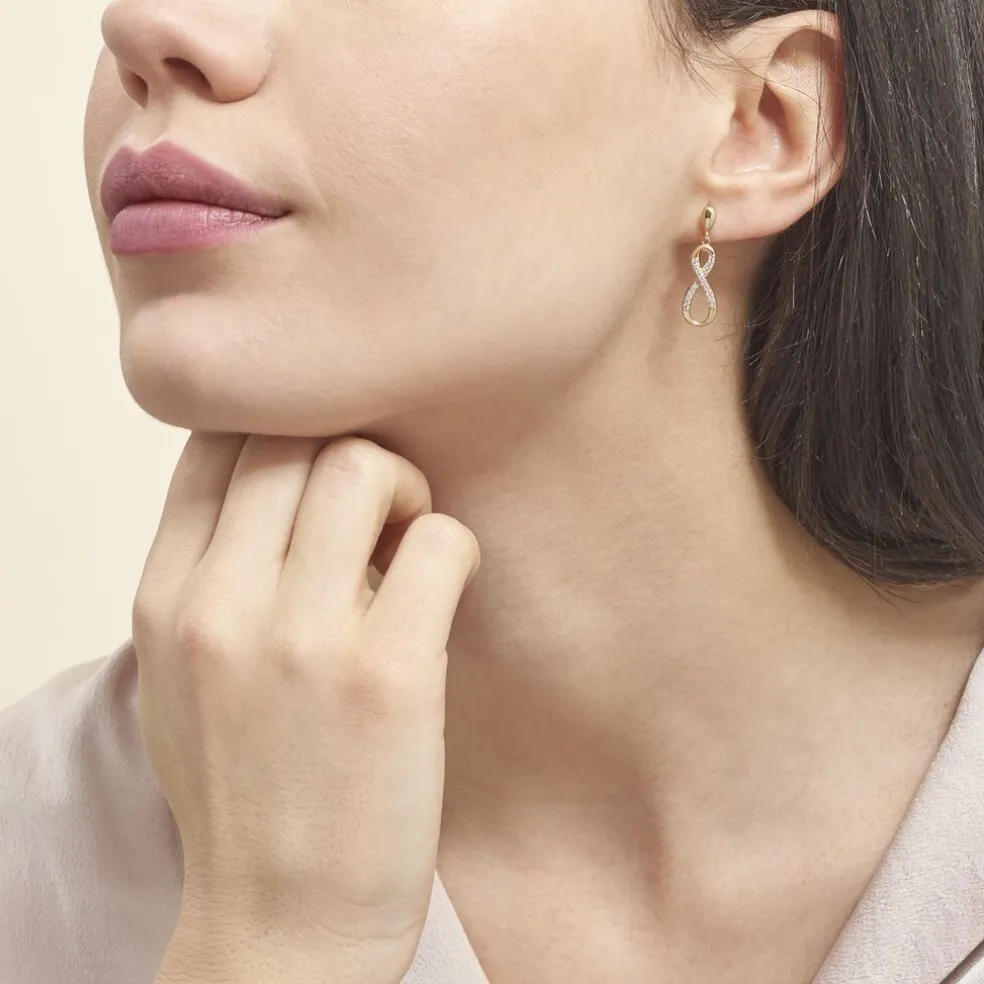 Boucles D'oreilles Pendantes Dunya Plaqué Or Jaune Oxyde De Zirconium