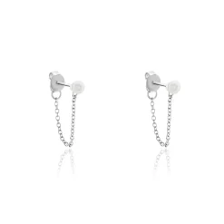Boucles D'oreilles Pendantes Argent Blanc Leent Perles De Culture