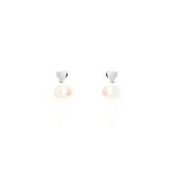 Boucles D'oreilles Pendantes Lorella Argent Blanc Perle De Culture